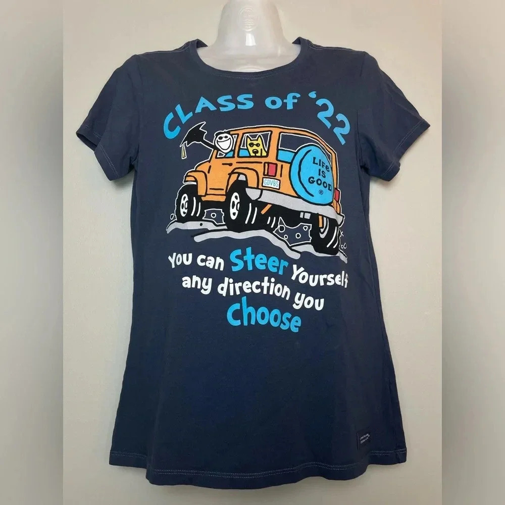 Life Is Good Blue Tee ATV Class Of 22  Women Size Small